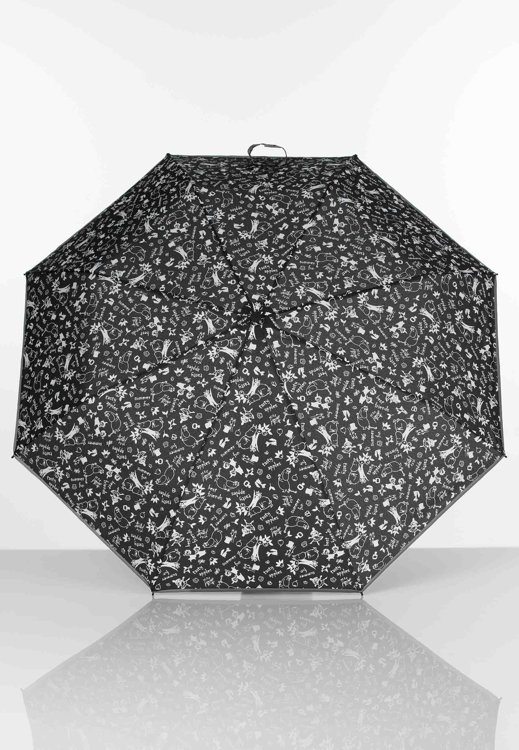 kestävä kokoontaitettava Muumi Puutarhassasateenvarjo 3M heijastavalla reunalla harmaa 2E