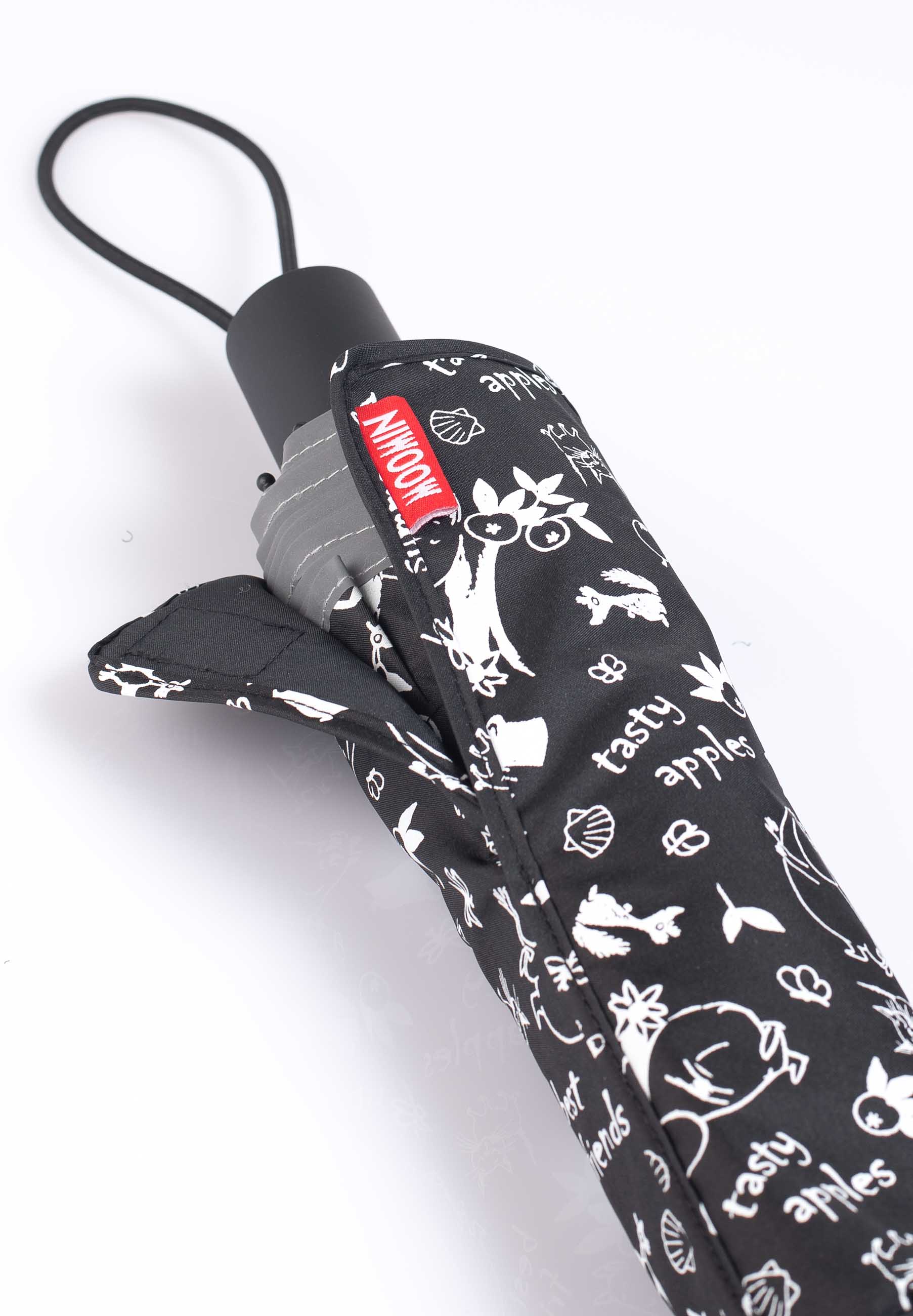 kestävä kokoontaitettava Muumi Puutarhassasateenvarjo 3M heijastavalla reunalla harmaa 9B