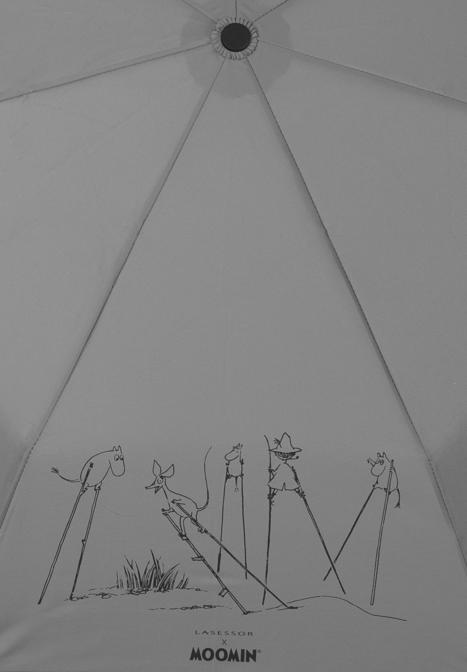 Edullinen kokoontaitettava heijastava Muumi Tikapuut sateenvarjo harmaa 4E