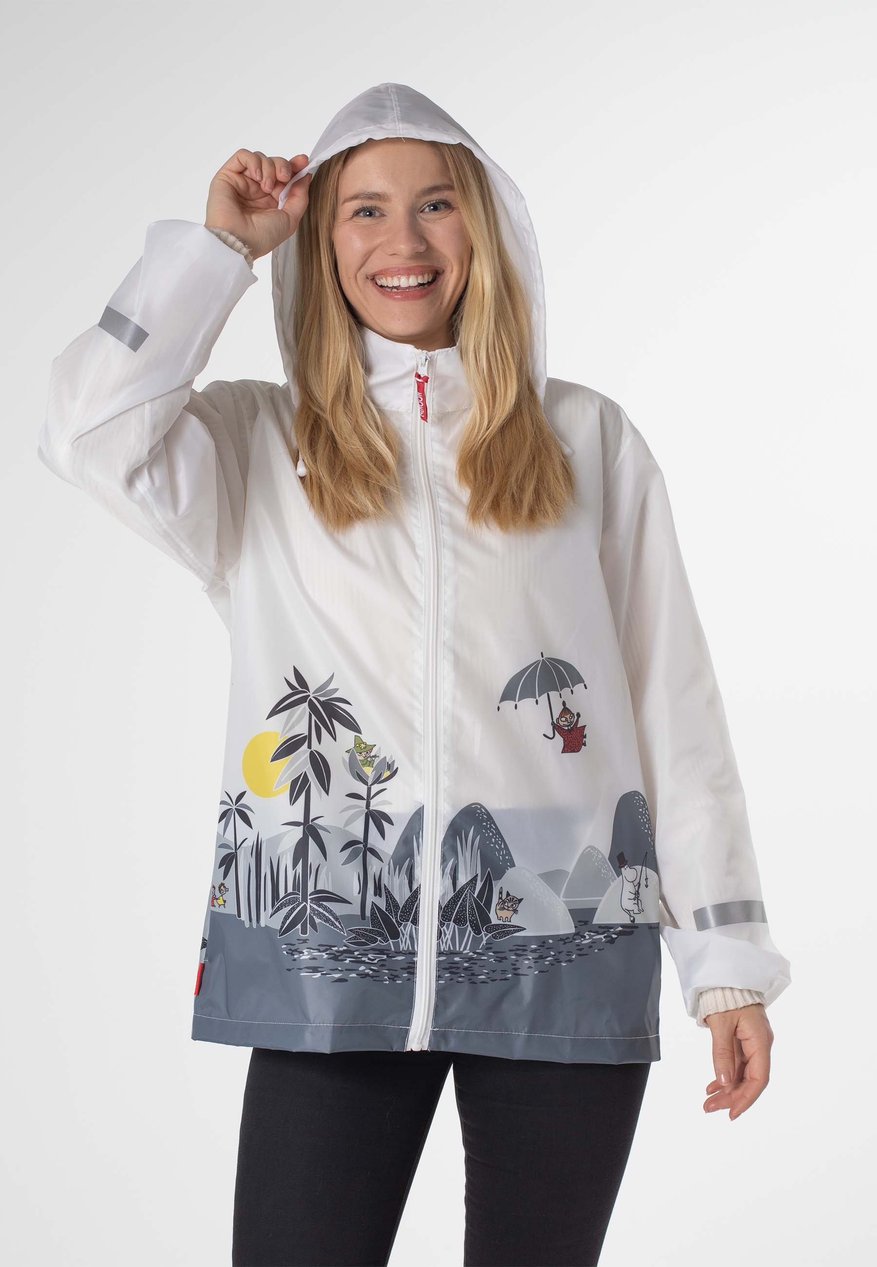 Lasessorin Muumi Saaressa Sadetakki mallin päällä