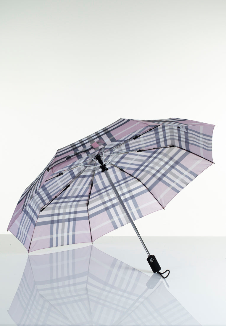 Lasessorrain-Täysautomaattinen kokoontaitettava sateenvarjo - 8772-Rosa ruutukuosi-Sivusta