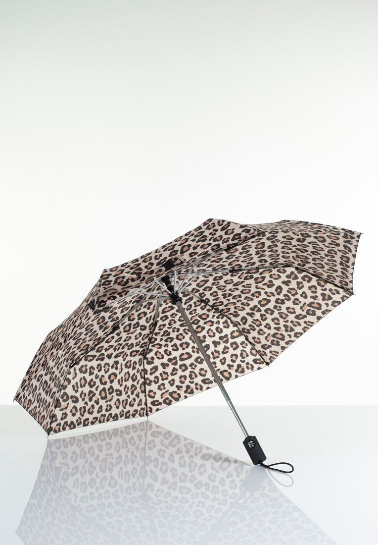 Lasessorrain-Täysautomaattinen kokoontaitettava sateenvarjo - 8772-Beige pantteri-Sivusta