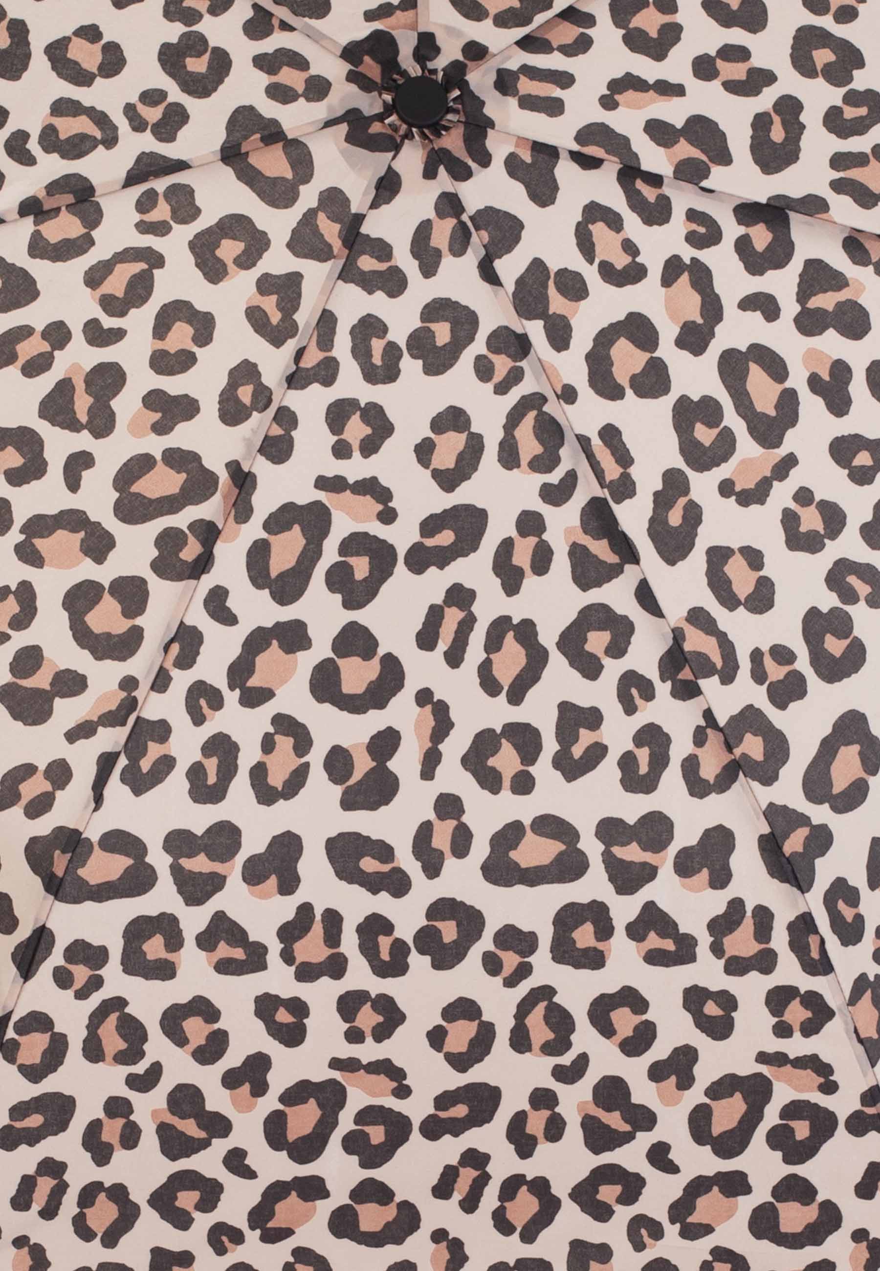 Edullinen kokoontaitettava sateenvarjo beige pantterikuosi 4E