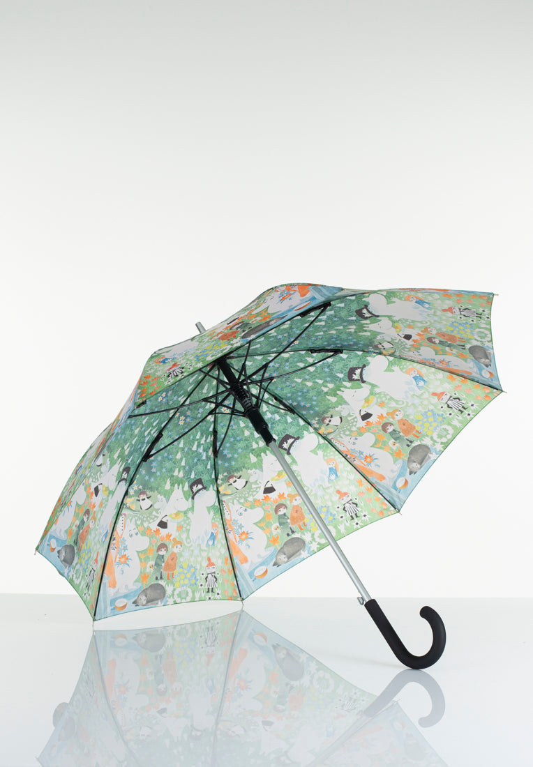 Lasessorrain-Automaattinen pitkä sateenvarjo - 8774-Vihreä Muumi vaarallinen matka-Sivusta