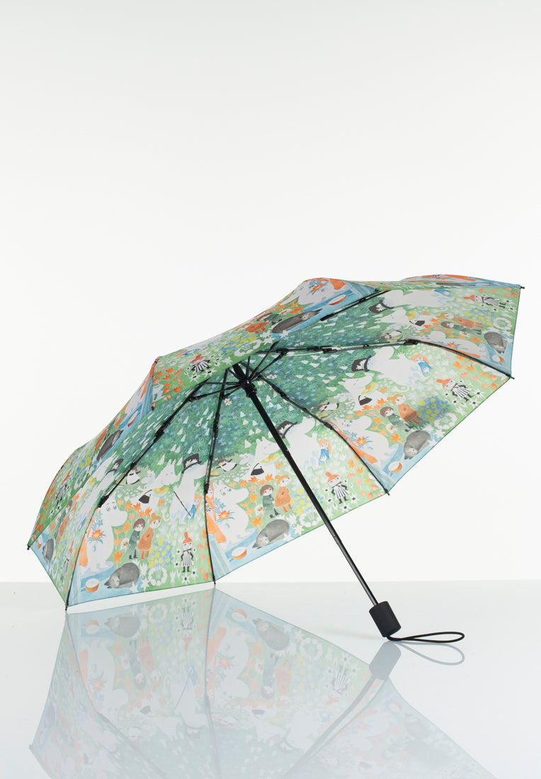 Lasessorrain-Kestävä kokoontaitettava sateenvarjo - 8775-Vihreä Muumi vaarallinen matka-Sivusta