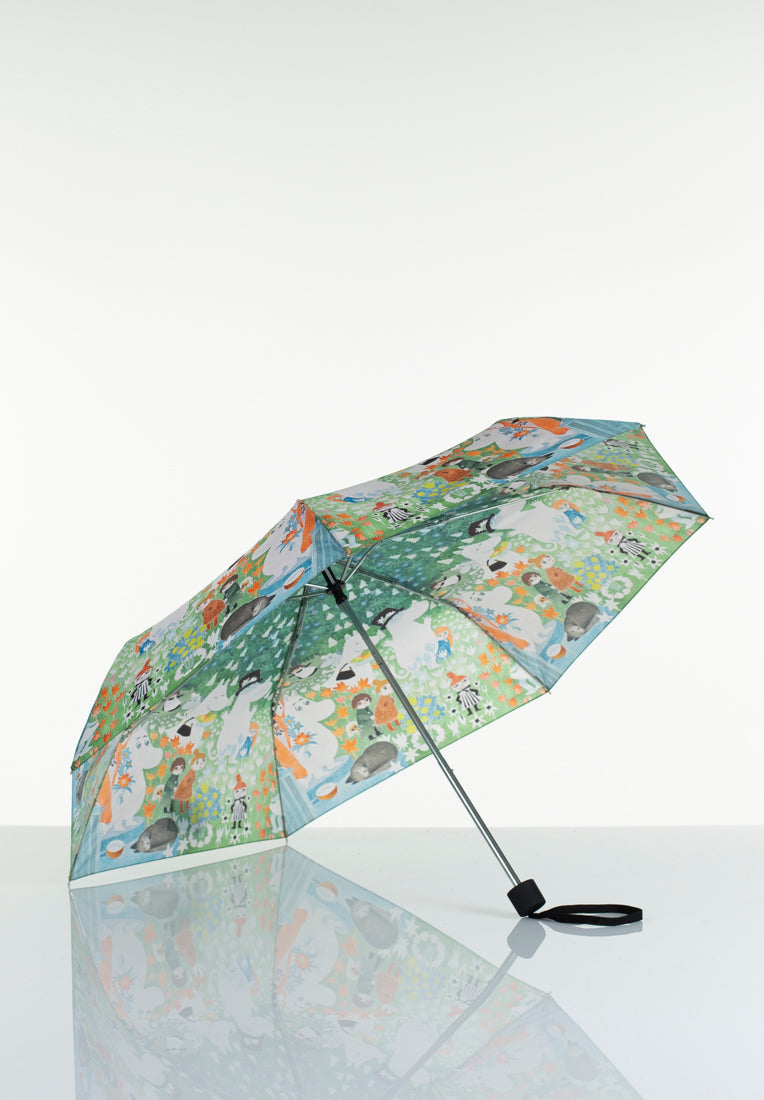 Lasessorrain-Edullinen kokoontaitettava sateenvarjo - 8790-Vihreä Muumi vaarallinen matka-Sivusta