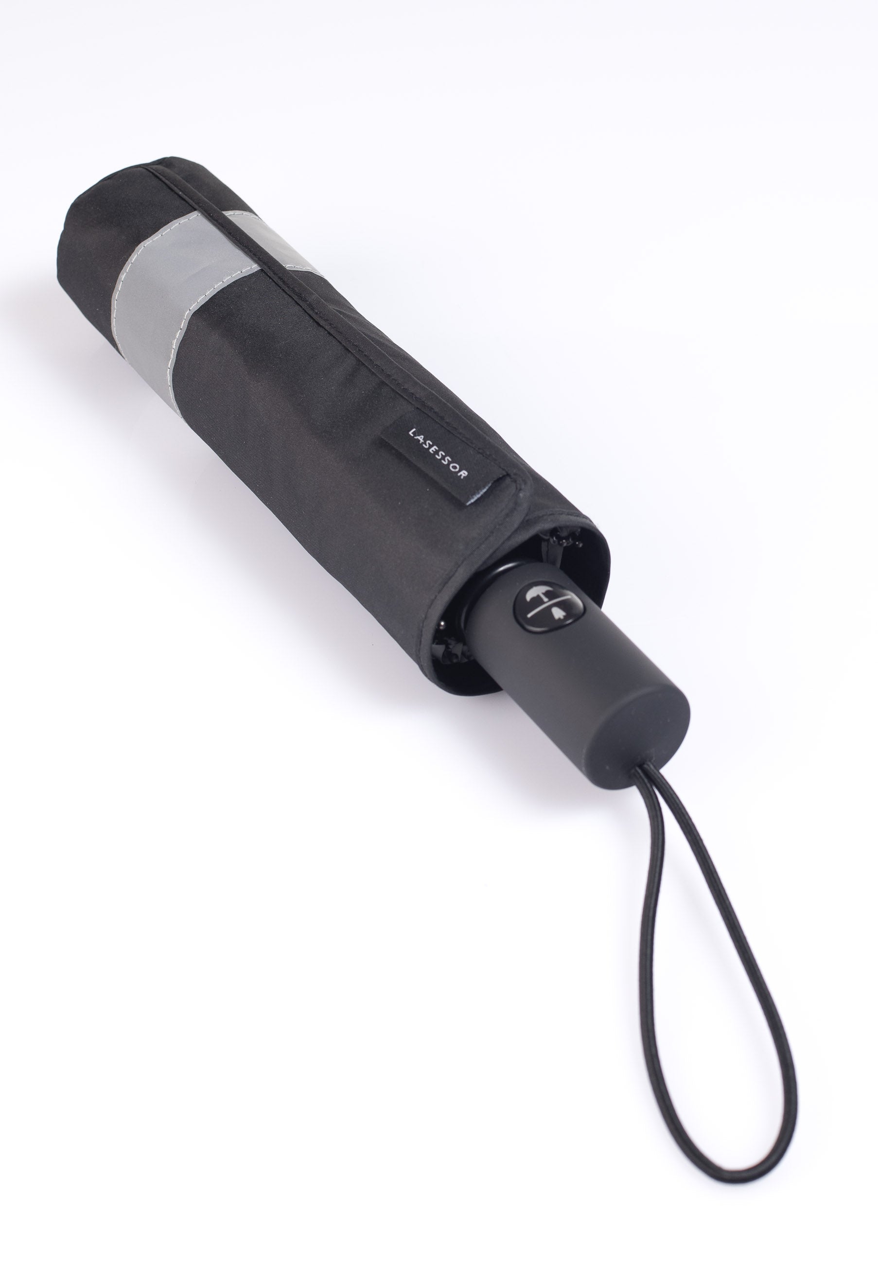 Täysautomaattinen kokoontaitettava sateenvarjo 3M heijastavalla reunalla musta 3A