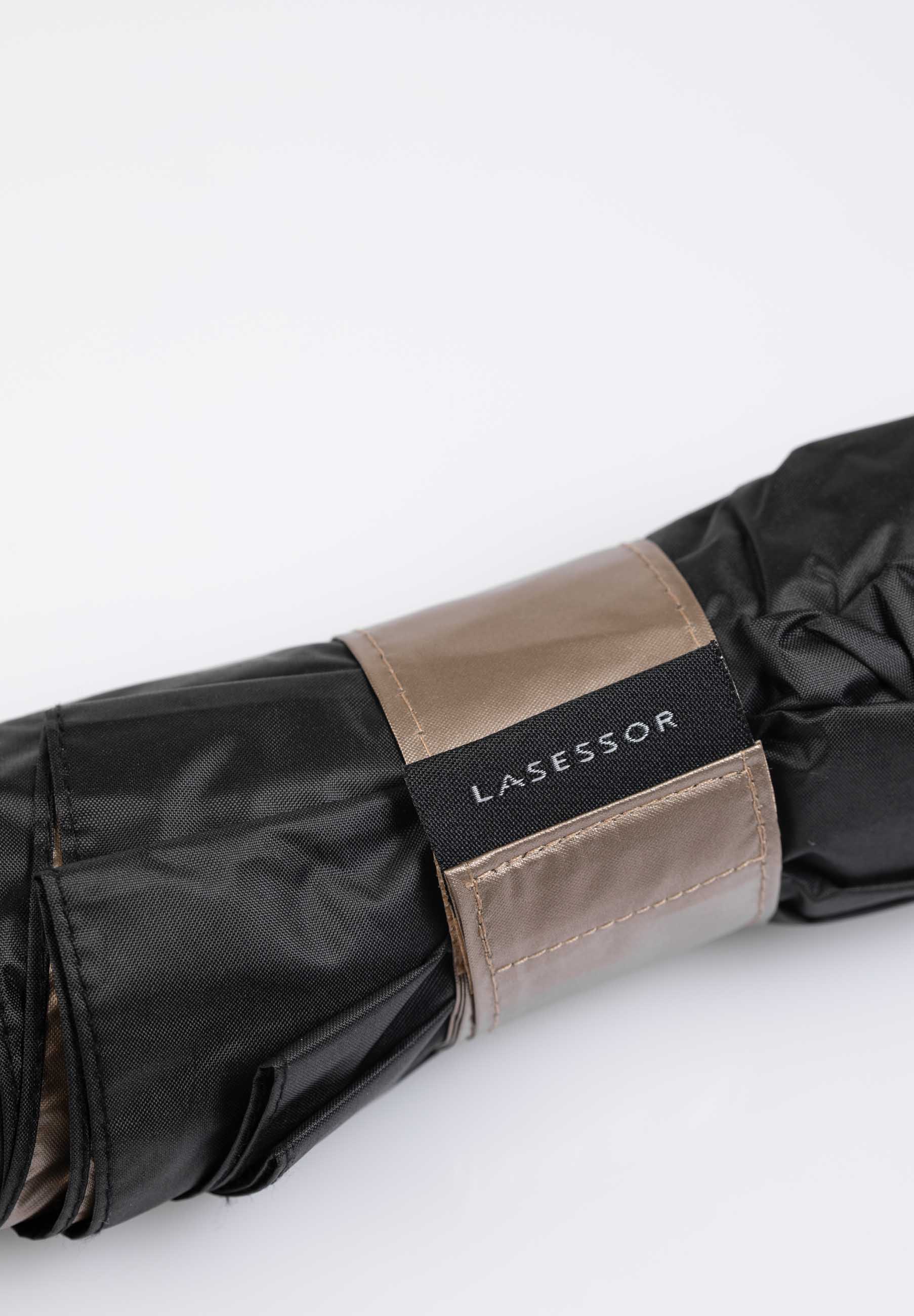 Edullinen kokoon taitettava sateenvarjo mustakulta 8C