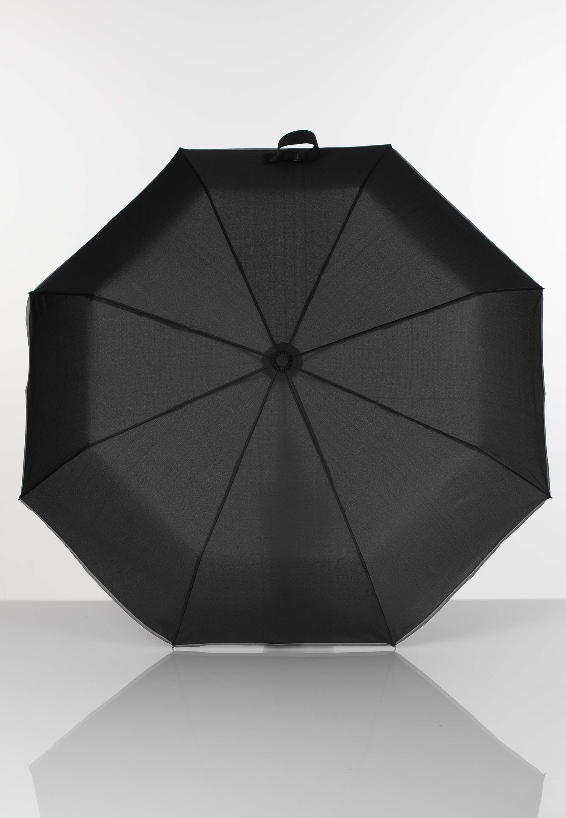 Miesten sateenvarjo koukkukahvalla ja 3M heijastavalla reunalla musta 2E